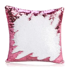 Sequin Blank Pillowcase with Printed Design, Heat Transfer Personalized Magic Pillowcase, Mermaid Two-Tone Sequin Material Pillowcase