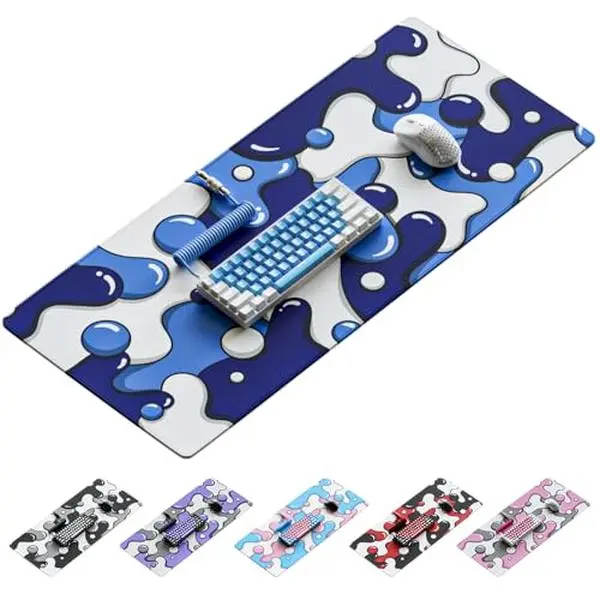 Stealth Drip Gaming Mouse Pad for Desk 31.5x15.75 Inch Desk Pad with Non-Slip Rubber Base Stitched Edge Desk