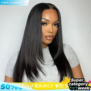 Alipearl Hair Silky Straight With Layers Ready To Go Glueless 5x5 Lace Closure Wig Straight Layered Cut Pre Styled Human Hair Wig #Summervibes