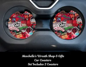 2-Piece 2Pac Rock Bands Car Coasters 2 Pcs Set, Neoprene/Ceramic Material, Colorful Prints, Spill-Proof, Protects Cups, Fits Standard Cups, Stylish Functional Car Interior Decoration Accessory