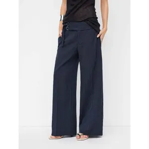 Cider Striped Low Rise Buckle Wide Leg Trousers SpringStatements