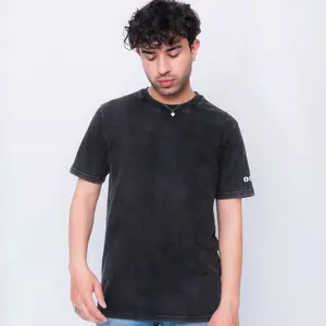 Odn. Unisex T-Shirt Vintage Cotton Acid Wash Heavyweight Fabric Loose Fit Casual Medium Plain Crew Neck for Men and Women - Breathable