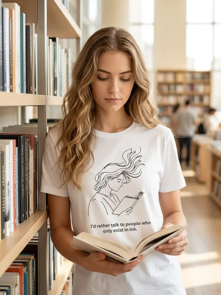 Women's  T-ShirtI'd Rather Talk To Ink Characters Reading Slogan