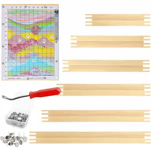 12 Pcs 3 Sets 6 Sizes Wooden Canvas Stretcher Bars for Needlework with 80 Thumb Tacks and Tacks Remover Needlepoint Embroidery Stitch Frame Set Bundle for Crafts