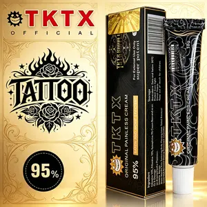 TKTX Official Orange 95% Super Max Strength Numbing Cream, Deep Pain Relief Topical Anesthetic, Long Lasting Painless Cream for Big Tattoo Ink, Body Piercing, Laser Depilation, Microneedling, Eyebrow Tattoo & Waxing