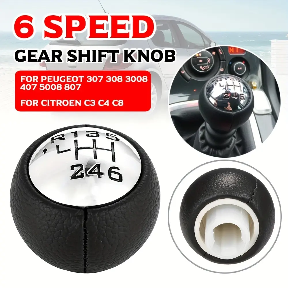 6 Speed Manual Car Gear Stick Shift Knob Head For Peugeot 307 308 3008 407 5008 807 PARTNER B9 TEPEE Citroen C3 C4 Picasso C8 2026 for your car decoration