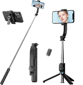 1060mm(H) Selfie Stick Phone Tripod, 360° Rotation Portable 40" Adjustable Phone Stand with Wireless Remote, for Photograph Live Streaming Video Recording, Phone Holder For All Phones, Holes Mount Adapter Action Cam Fits for Gopro Hero Insta360 Akaso