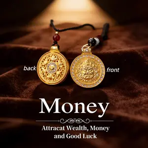 New Eight Treasure Compass God of Wealth Charm Pendant Necklace, Lucky Keychain for Men and Women, Fortune Driving Keyring Accessory