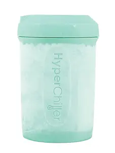 Patented Iced Coffee/Beverage Cooler, NEW, IMPROVED,STRONGER AND MORE DURABLE! Ready in One Minute, Reusable for Iced Tea, Wine, Spirits, Alcohol, Juice, 12.5 Oz, Mint Blue