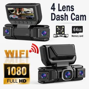 1080P HD Four-Channel Car Dvr with WiFi, Night Vision, Emergency Lock, Free Memory Card Included, Multi-Functional Driving Recorder, Safe Driving Camera, Car Dash Cam, Dashcam For Cars
