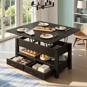 Coffee Table Lift Top, Multi-Function Convertible Coffee Table with Drawers and Hidden Compartment, Coffee Table Converts to Dining Table for Living Room, Home Office, Patio Furniture, outdoor furniture