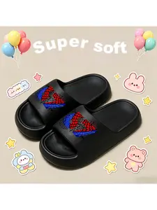 1 Pair Girl's Slippers Boys' Slippers Cute Cartoon Prints Super Soft Comfortable Spider Pattern Casual Slippers