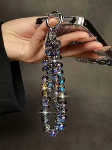 Luxury Crystal Keychain, Elegant Phone Strap, Short Wrist Lanyard, Car Key Holder, Bag Charm, Casual All-Season Accessory