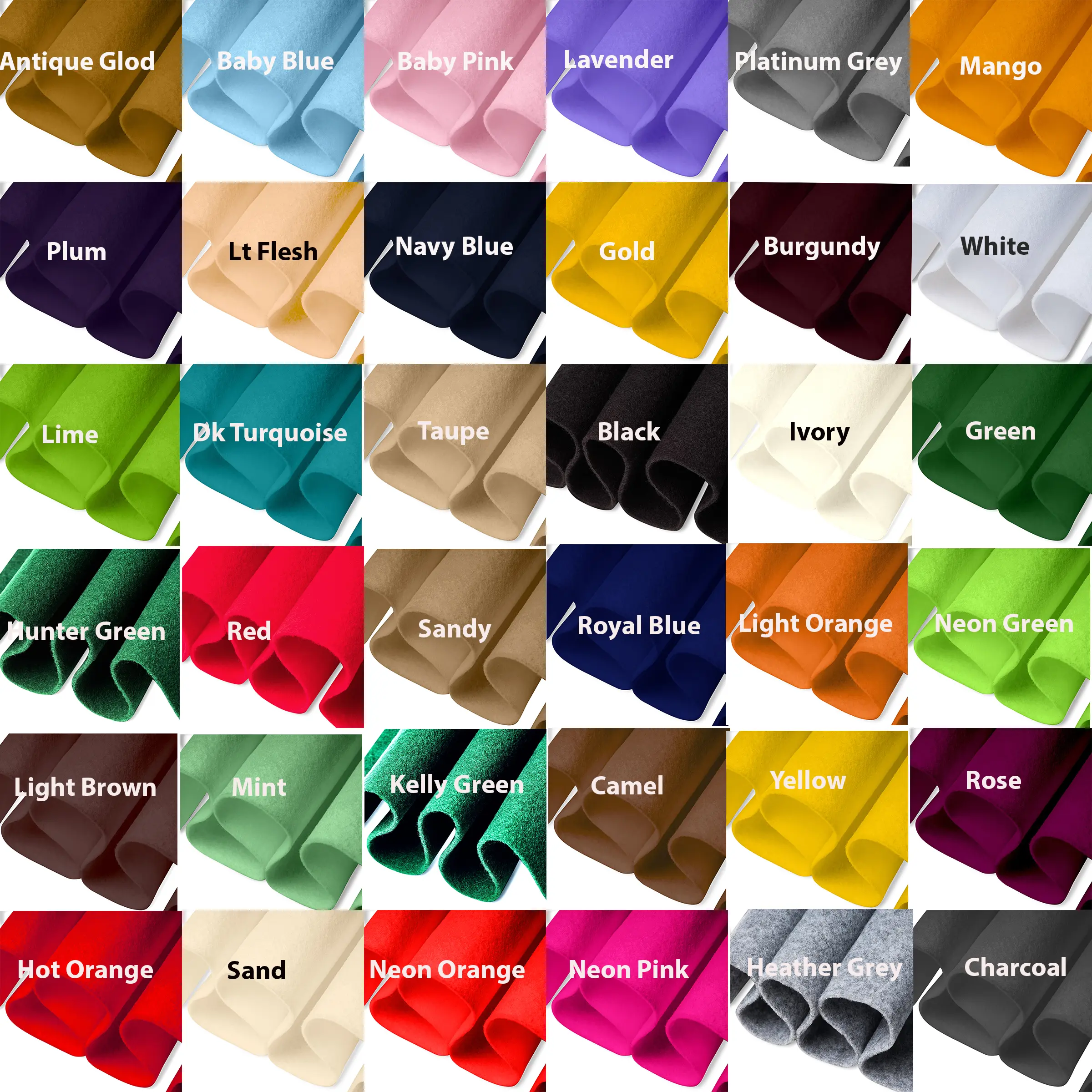 FabricLA Acrylic Felt Fabric by the yd - 72" Wide, 1.6mm Thick, Soft - for DIY Felt Crafts, Small Decoration Projects, Compatible with Different Color Yarn