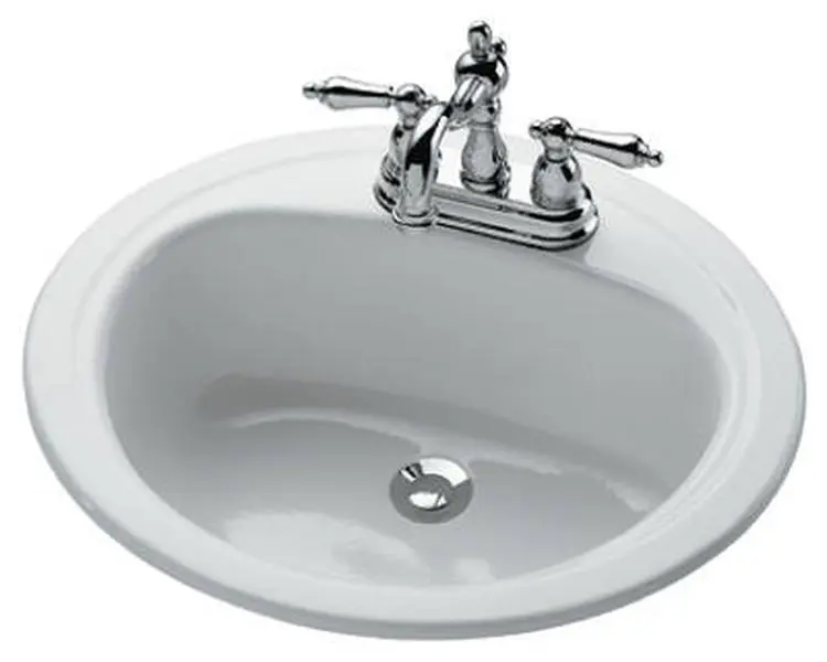 212 MAIN Self-Rimmed Steel Oval Lavatory Sink - 20x17 in., Countertop Fit, Mounts Easily, White