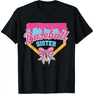Baseball Sister Drip Ice Cream Baseball Game Day T-Shirt Graphic tees