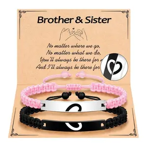 2Pcs Bracelets for Brother&Sister,Birthday Christmas Graduation Gifts for Brother Sister