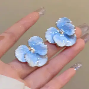 Gradient Iris Flower Stud Earrings Dainty Luxury Unique Design