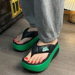 Women's Solid Color Wedge Sandals,Sandals Female All-match Round Comfortable Makapal sandals platform flip flops Walking ShoesWhite cartoon cow cottonSoft Thick Sole Cloud Slippers Girl Footwear high  heeled cozy footwear Summer Flatform