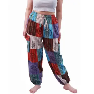 Himalayan Fashion Hippie Patchwork Pants Traditional Organic Cotton Pants | Unisex Boho | Handmade Beach Pants | Hippie Bohemian Style Multicolor Womenswear Bottom Trouser Comfort Accessories