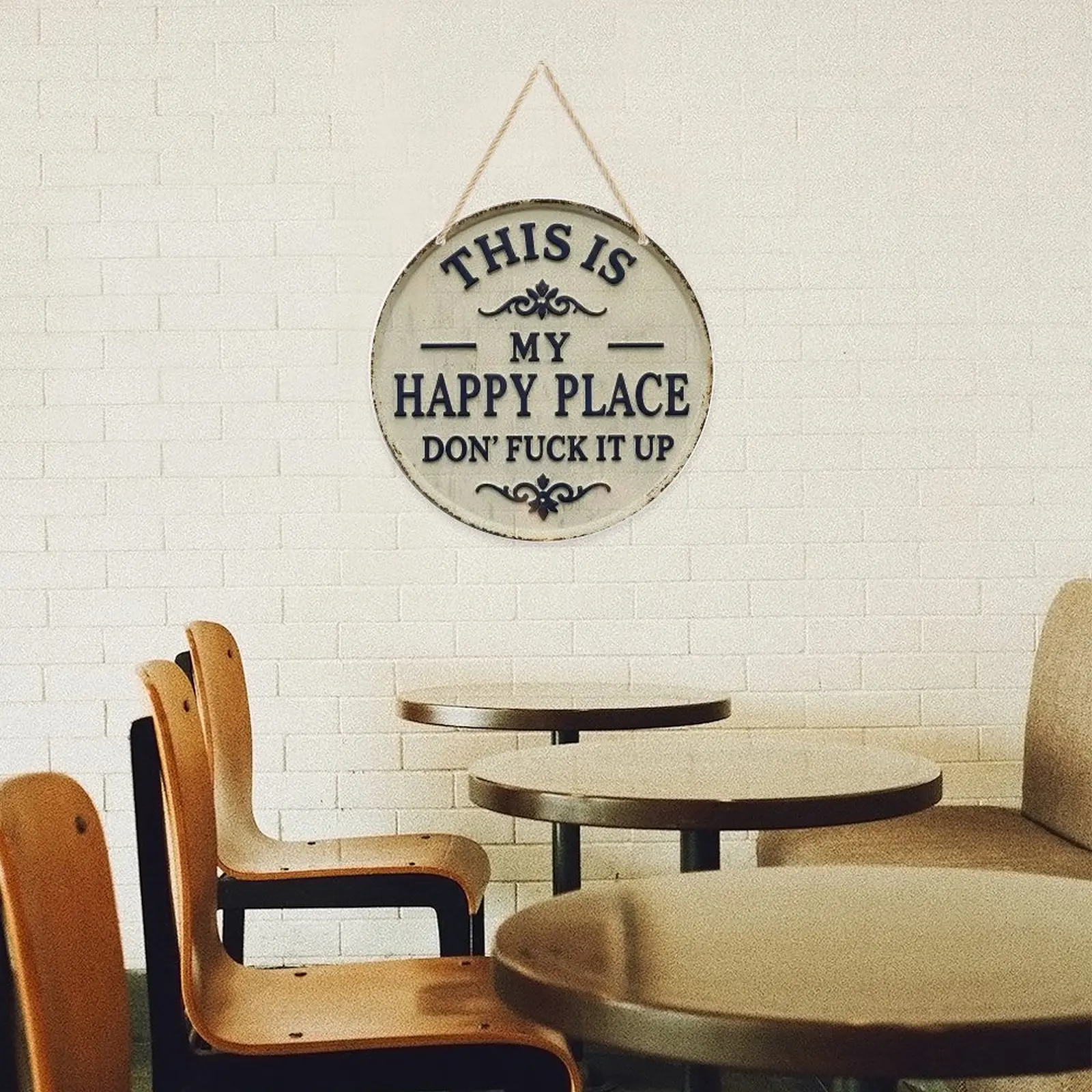Vintage 8-in Acrylic Signage Plaque - Funny "This Is My Happy Place" Lightweight Polypropylene Hanging Decor, Wall-Mountable She Shed/Study Gift for Daily Multiple Rooms Use