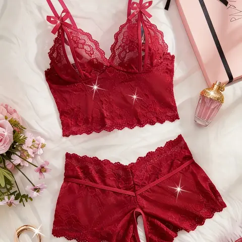Women's 2-Pcs Classic Casual Solid Color Lace Trim Cami Top & Shorts Pajama Set - Light Comfortable All-Seasons Sleepwear & Loungewear (Pajama Sets Women)