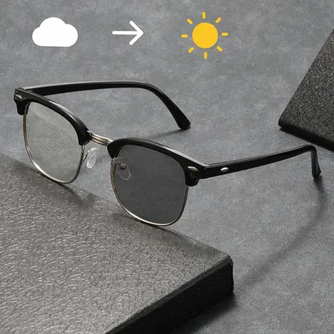 Unisex Metal Photochromic Alloy Frame Glasses, Fashionable Flat Light Eyewear for Outdoor Gaming Computer Phone Use, Anti-Fatigue HD Lens Accessories, High Quality Eyewear, Fashion Eyeglasses, Stylish Glasses