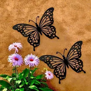 Butterfly Design Wall Decor, 1 Count Iron Butterfly Wall Art, Wall Decor for Home Living Room Bedroom Garden Yard Exterior Modern