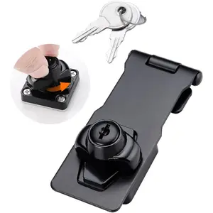 Flip Latch 3-mm Thickened Heavy Duty Hasp Safety Door Lock Gate Latches for Double Door Window Barn Closet Drawer Cabinet Garage,Stainless Steel Brushed Nickel (2.5 INCH-1 PCS)