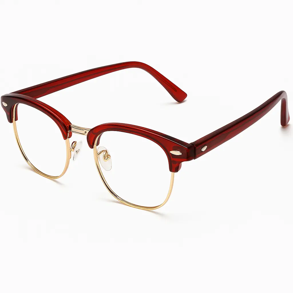 Vintage Half-Frame Blue Light Blocking Glasses - Clear Lens  display picture 1