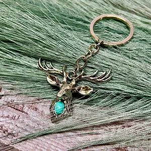 Metal Turquoise Deer Keychain