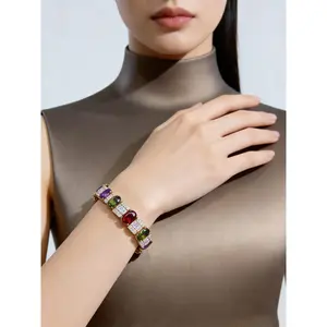 Women Luxury Cubic Zirconia Bracelet High-end Gemstones Unique Design Elegant Shiny Jewelry for Daily Wear Parties Dates