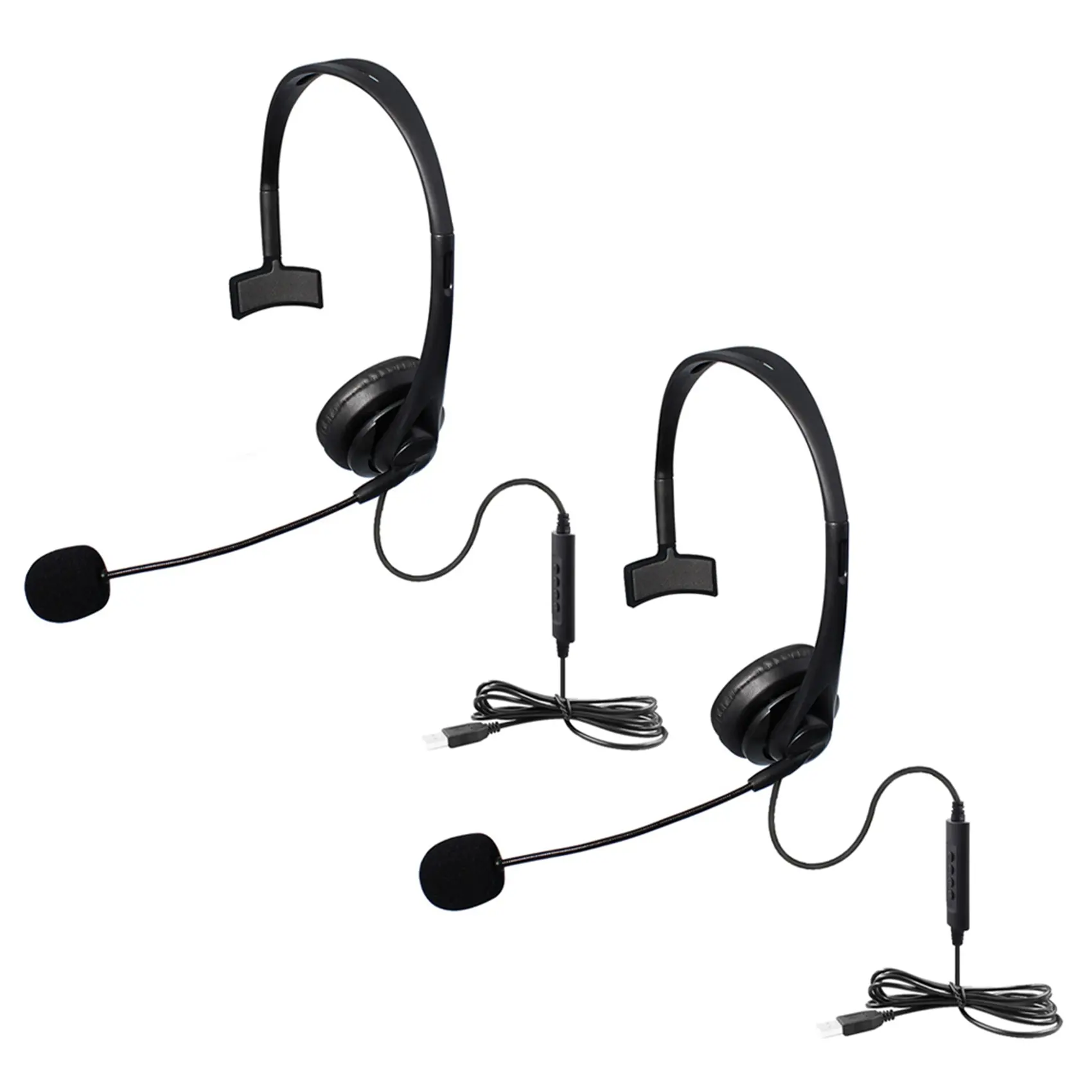 Durable Design Electronic Monaural USB Call Center Headset with ENC Mic, Volume Guard, Plug-and-Play Audio, 2m Cable – 2 Headsets for PC Home Office Phone Service
