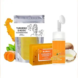 TURMERIC & KOJIC Turmeric Wash and Care Three Piece SetTurmeric Tablets,Turmeric Cleansing Mousse,Turmeric Soap Facial Cleansing Skincare FacialCleansing Cleanser