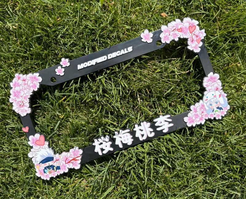 Gojo Sakura JJK License Plate Frame - Easy Installation