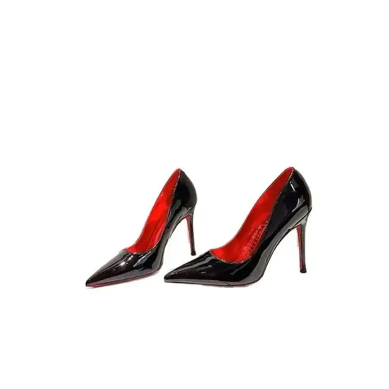 RedSoleHeelsWomenThinVeryBlackPatentLeatherVersatileElegantBeautyPointedToeSingleShoesGirlClassy RedSoleHeelsWomenThinVeryBlackPatentLeatherVersatileElegantBeautyPointedToeSingleShoesGirlClassy