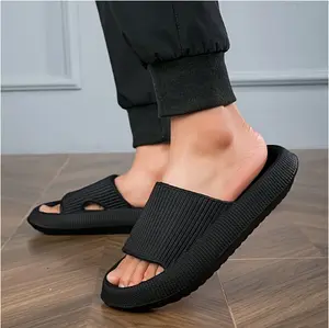 Men's Soft EVA Slide Slippers – Non-Slip Plus Size Slip-Ons with Cushioned Sole | Textured Open Toe Indoor/Outdoor Slides | Odor-Resistant House & Beach Sandals in Black, Grey, Pink