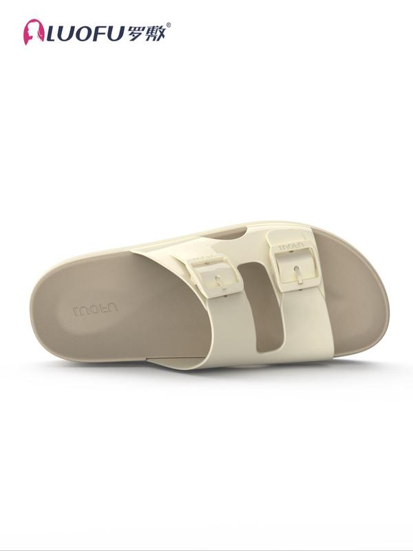 Women's Fashionable Colorblock Double Buckle Design Slides, Casual Comfortable Flat Sandals for Summer, Lightweight Breathable Shoes for Outdoor Activities, Footwear, Slippers for Women