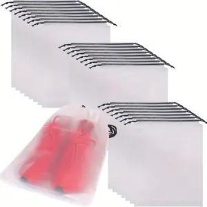 21 Pack Transparent Shoe Bags for Travel Large Clear Shoes Organizers Storage Pouch with Rope for Men and Women