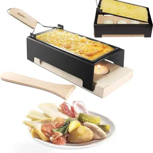 Cheese Raclette with Foldable Handle Candlelight Cheese Melter Pan with Spatula Cool Touch Base with 3 Tea Lights Melts in Under 4 Minutes Small Portable Great for Dinner Parties Appetizers Date Night