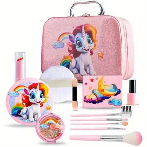 Colorful Kids Makeup Set, Portable Role Play Toy, 15/22 Pieces Includes Powder, Brush, Lipstick, Eyeshadow, Mirror, Gift for Daughter