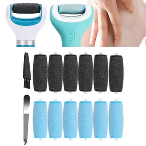 12 Pcs Replacement Roller Heads for Amope Pedi Perfect Refills Electronic Foot File, Include 6 Extra Coarse & 6 Regular Coarse Replacement Heads Compatible (Black+Blue) - Home Improvement.