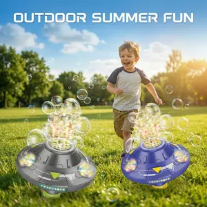 80ML Electric Bubble Machine, Automatic Bubble Gun, Rotating Bubble Maker, Outdoor Game with Light, Perfect for Easter, Birthday Parties