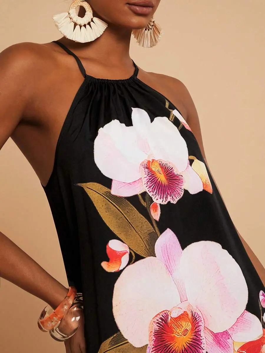 chinese dress ladies Women Summer Short Mini Dress Floral Printed Sleeveless Tank Dress Keyhole  Casual Loose Tshirt Dress Beach Sundress X-Large at Amazon Women's Clothing  store