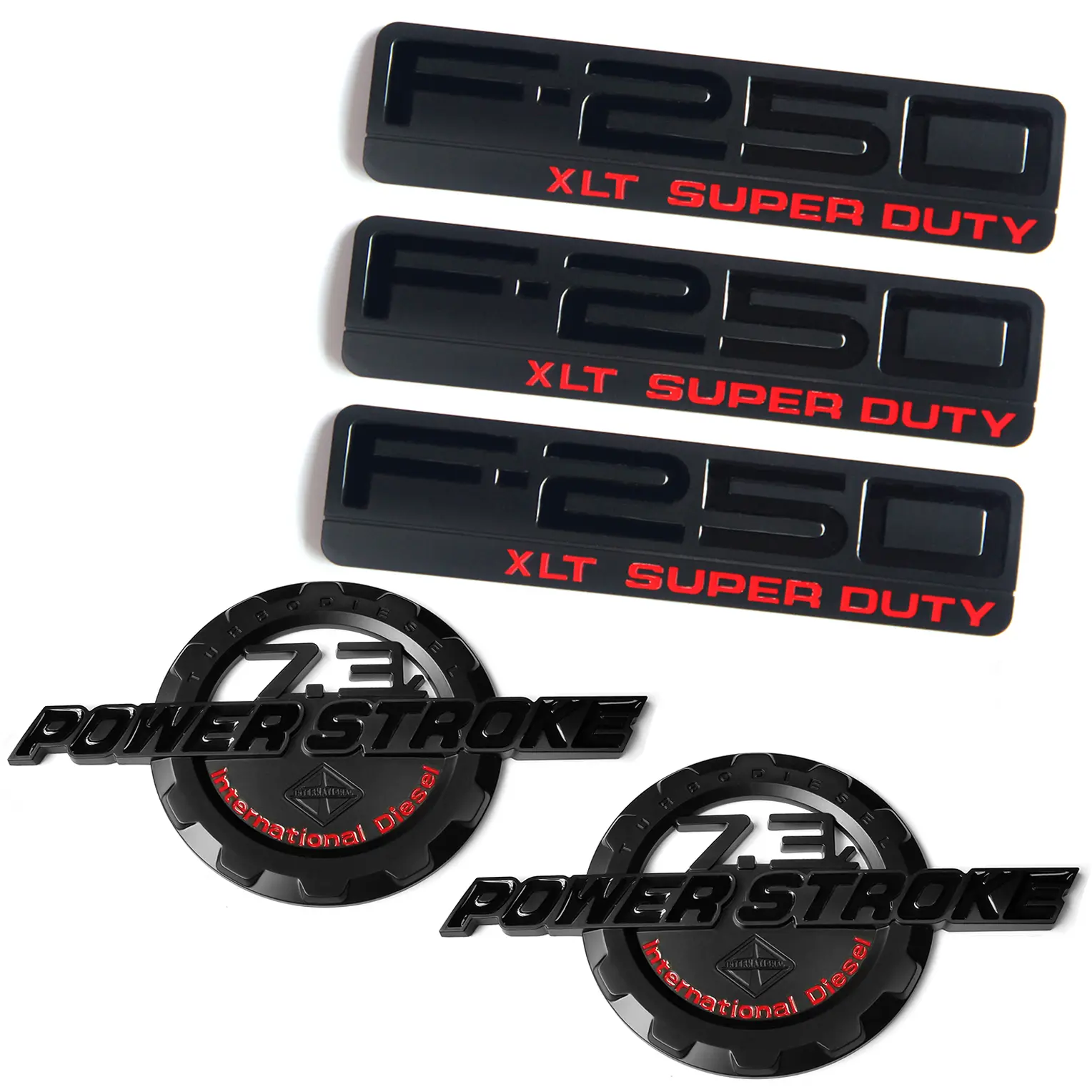 5-Piece Emblem Badge Set, Adhesive Decals for 1999-2003 F-250 7.3L Power Stroke International, Automotive Decoration Truck Accessories