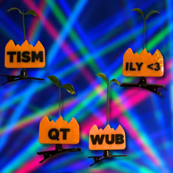 Hot Sticker Text Sprout Hair Clips – Rave Flame Clips | EDM Festival Accessory