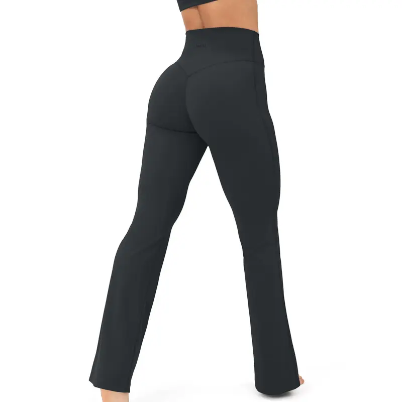 PAVOI ACTIVE Women's High Rise Flared Yoga Pants - OEKO-TEX Certified, Buttery Soft, Quick-Dry, Breathable, Pill-Resistant Fabric, Elastic Fold-Over Waist, Athleisure Sports Bottoms, Elasticity/Casual Sports Bottoms, Gym Fits for All Seasons