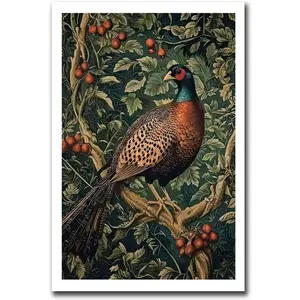 AnenaXean Poster Decorative Canvas Painting William Morris Pheasant Bird Vintage Art Print Living Room and Bedroom Home Decoration 12x18inch