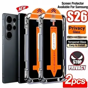 2pcs 9h Tempered Glass Privacy Film for Samsung Galaxy S26 Ultra S26+ Plus S26 HD, Full Cover Protective Screen Protector, One-Click Easy Installation,HD&Anti-peeping Glass Film