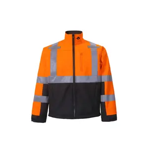 2W International  High-Viz Class 3 Softshell Jacket, Orange - Extra Large